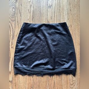 Topshop Black Mini Skirt with Lace Detail